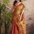 orange kiri silk blend zari weaving party wear saree