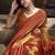 orange kiri silk blend zari weaving party wear saree