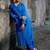 Royal-blue cotton silk woven kurta set
