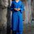 Royal-blue cotton silk woven kurta set