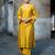 Mustard cotton silk woven kurta set