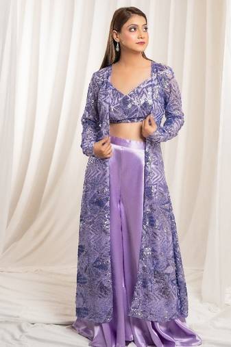 Twilight lavender shrug sharara set