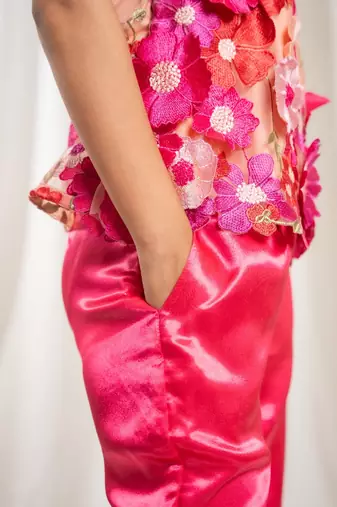 Peachy petals pants indo-western set