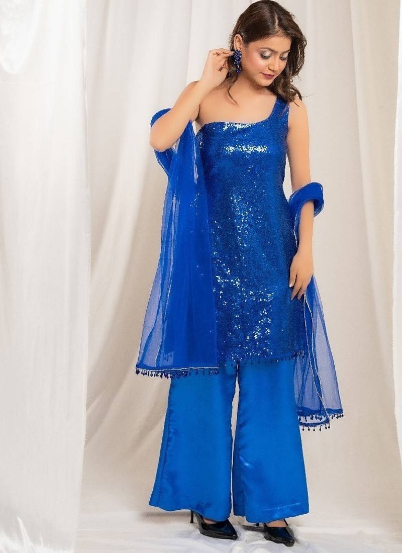 Blue majesty palazzo indo-western set