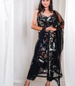 Floral black pants indo-western set