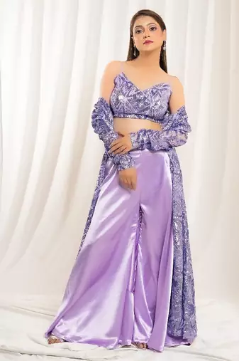 Twilight lavender shrug sharara set