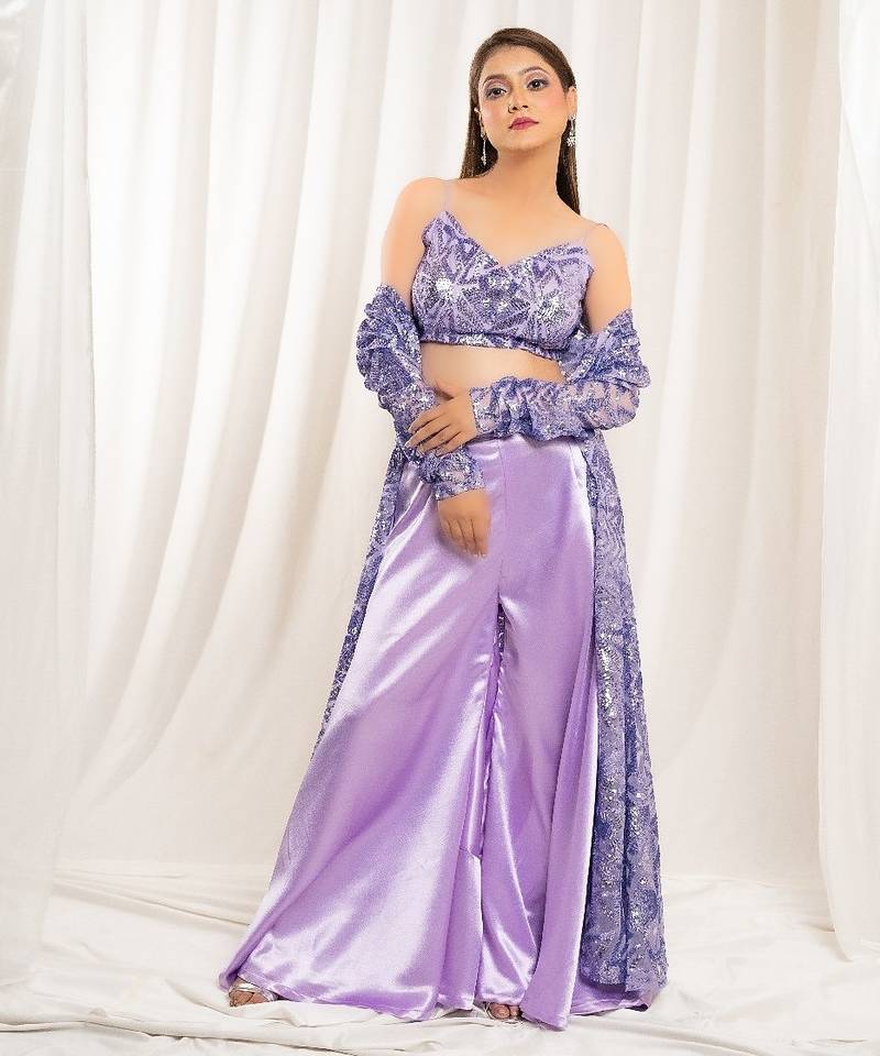 Twilight lavender shrug sharara set