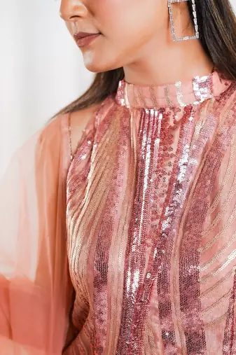 Rose gold royale pants indo-western set