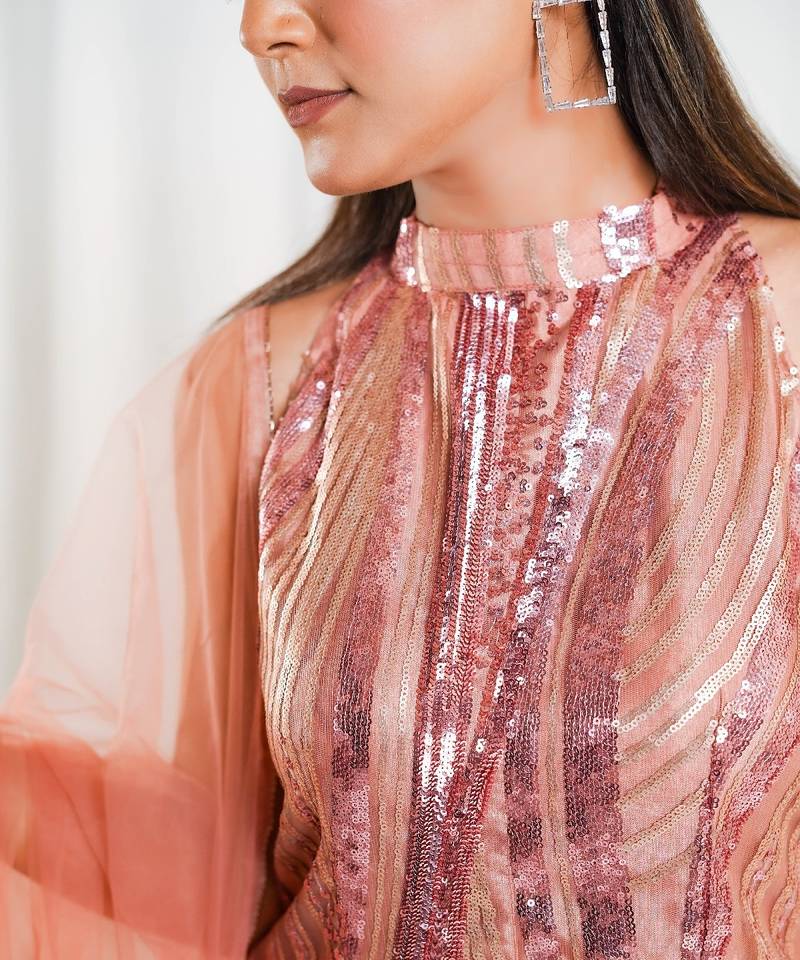 Rose gold royale pants indo-western set