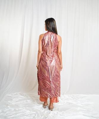 Rose gold royale pants indo-western set 4