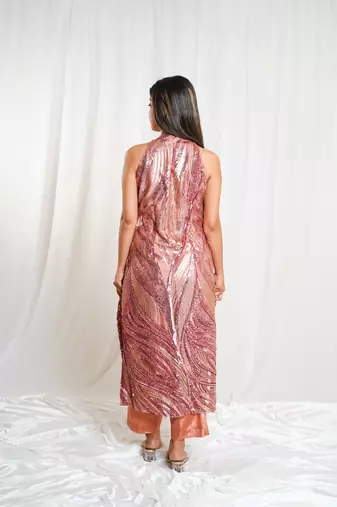 Rose gold royale pants indo-western set