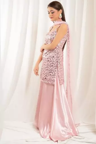 Pink mirage sharara set