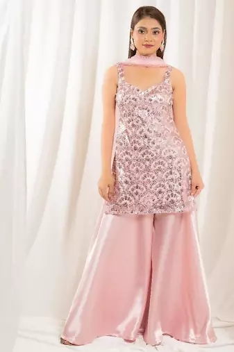 Pink mirage sharara set