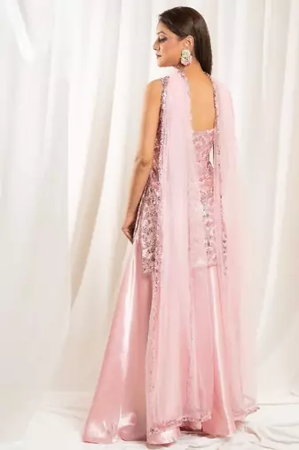 Pink mirage sharara set