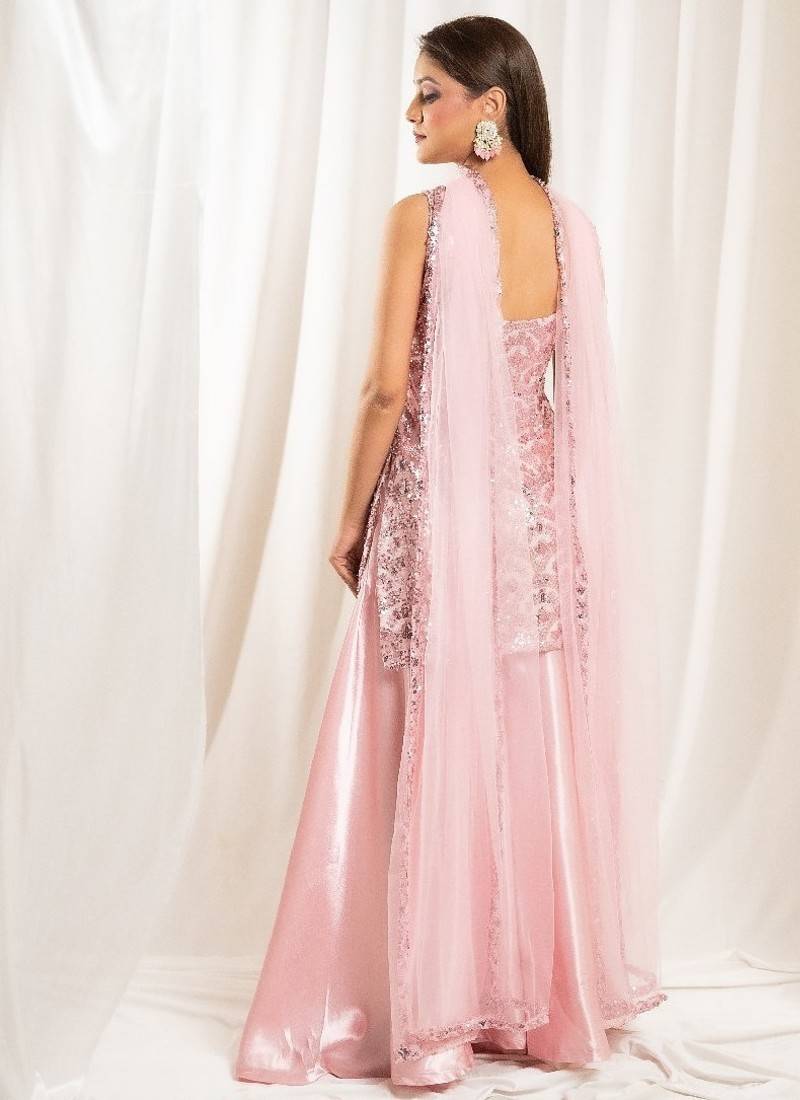 Pink mirage sharara set