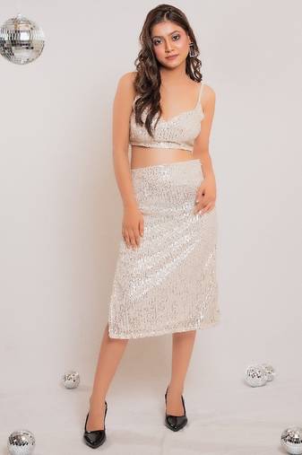 Off-white slit sequin co-ord