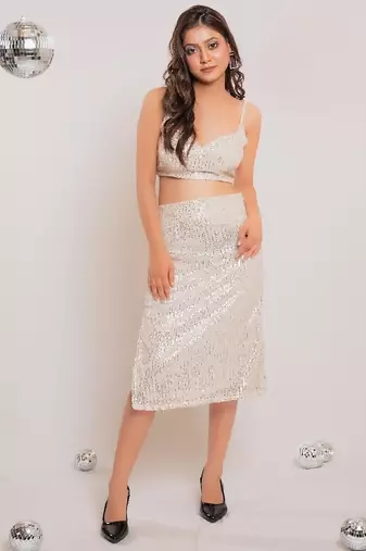 Off-white slit sequin co-ord