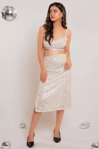 Off-white slit sequin co-ord