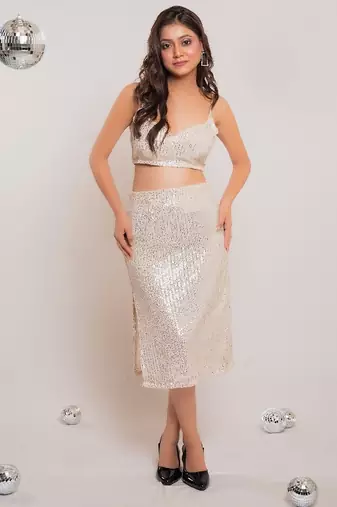 Off-white slit sequin co-ord