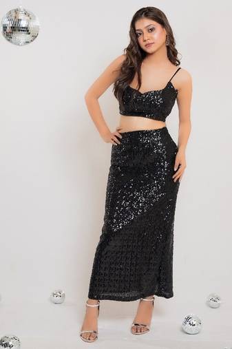Black sequin slit co-ord