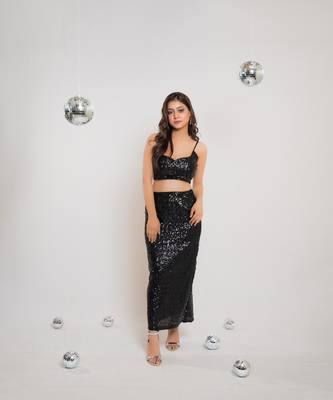 Black sequin slit co-ord 2