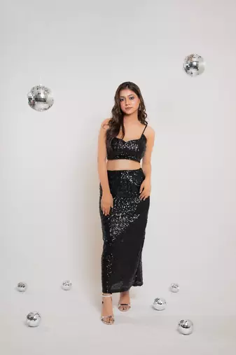 Black sequin slit co-ord