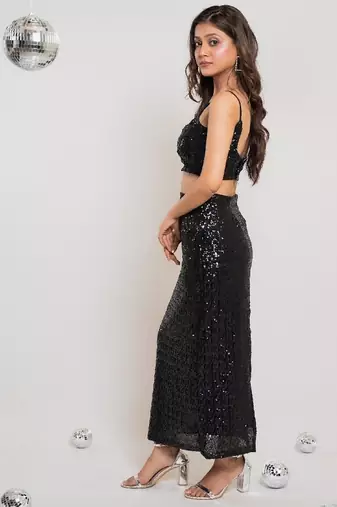 Black sequin slit co-ord