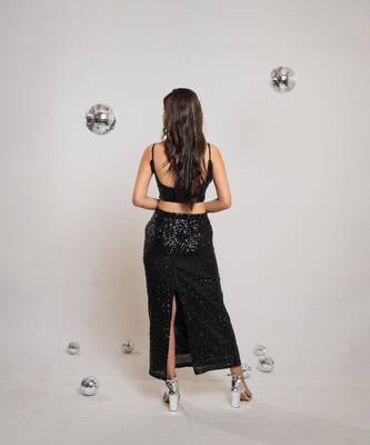 Black sequin slit co-ord 5