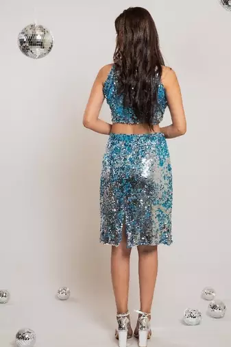 Blue - silver sequin co-ord