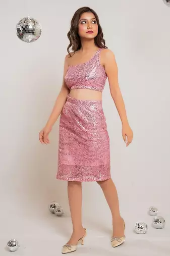 Baby pink sequin co-ord