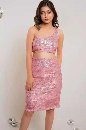 Baby pink sequin co-ord