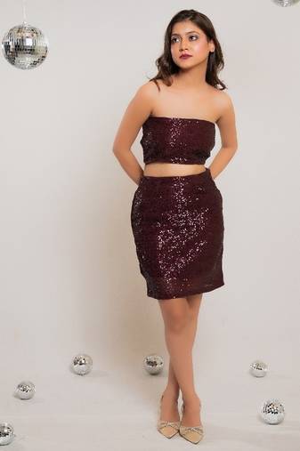 Burgundy sequin co-ord