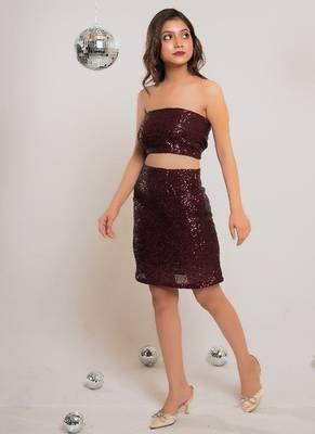 Burgundy sequin co-ord 2