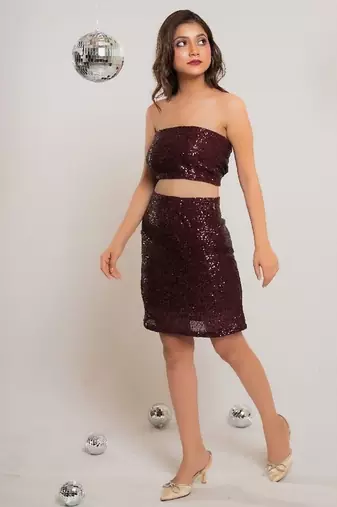 Burgundy sequin co-ord
