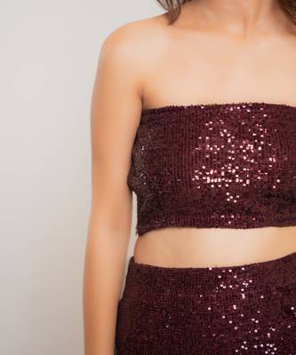 Burgundy sequin co-ord 4