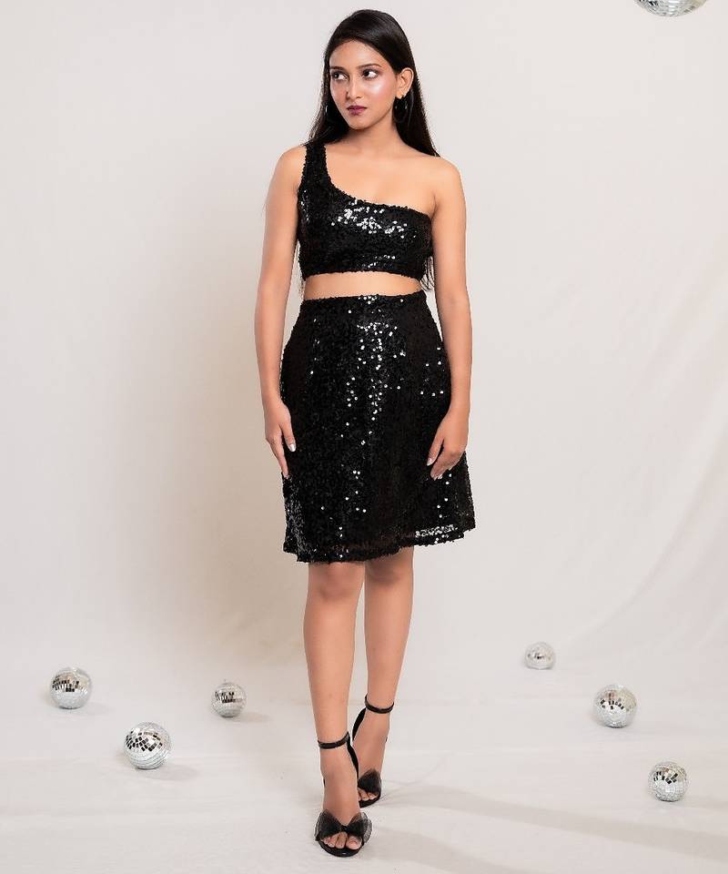Dark black sequin co-ord