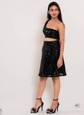 Dark black sequin co-ord 3