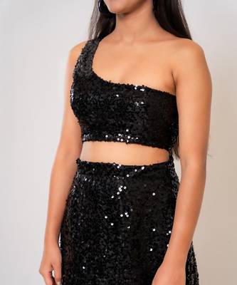 Dark black sequin co-ord 4