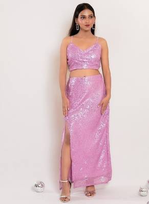 Lilac sequin slit co-ord 1