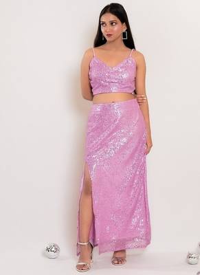 Lilac sequin slit co-ord 2