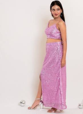 Lilac sequin slit co-ord 4