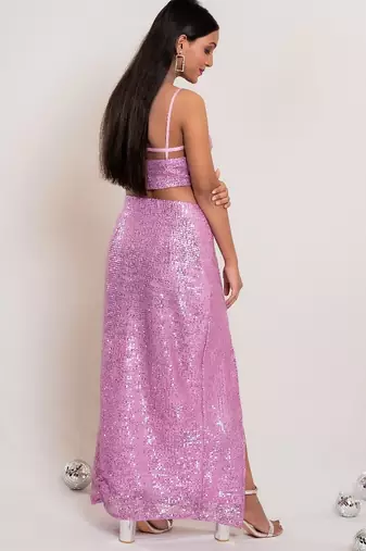 Lilac sequin slit co-ord
