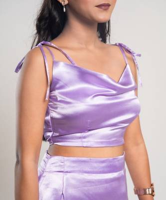 Lavender slit satin co-ord 5