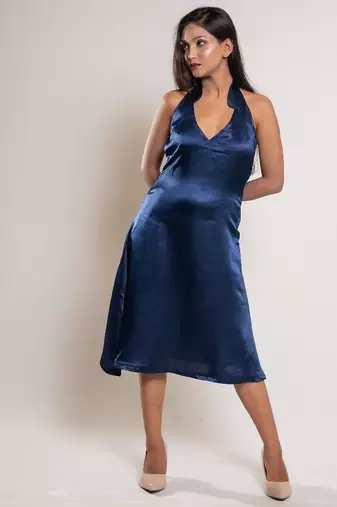 Navy blue satin frock