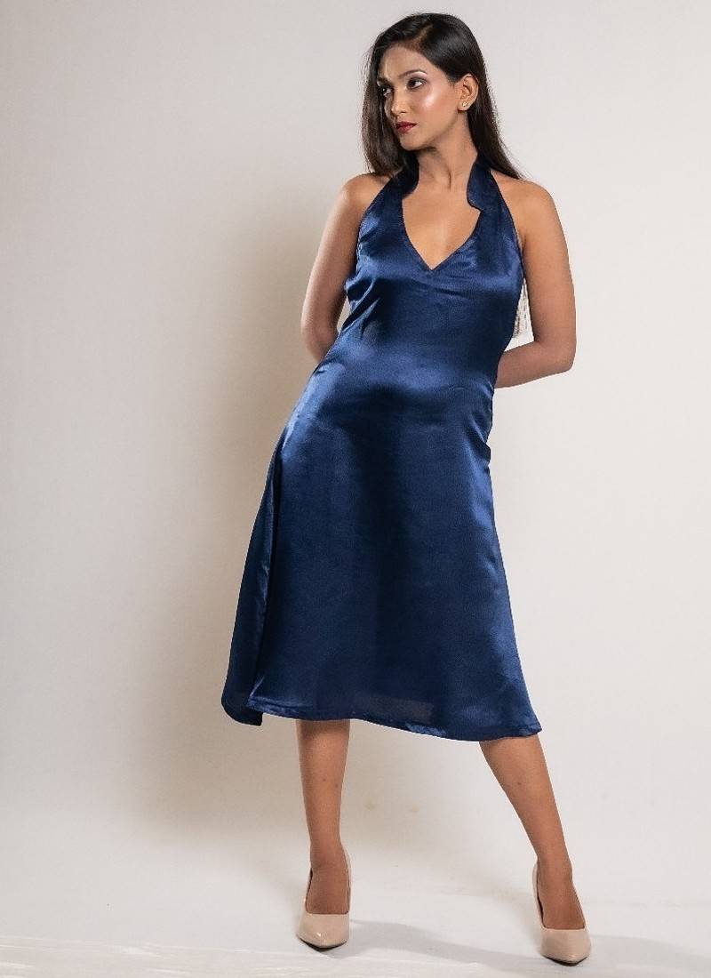 Navy blue satin frock