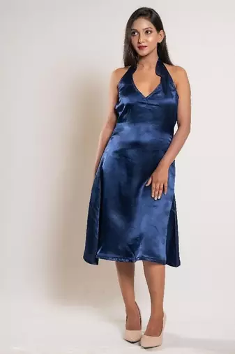 Navy blue satin frock