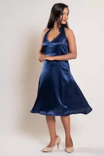 Navy blue satin frock