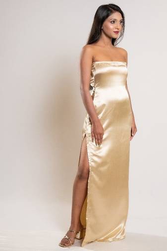 Golden satin dress