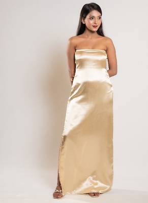 Golden satin dress 2