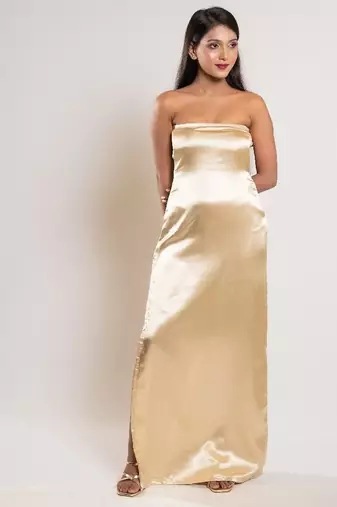 Golden satin dress